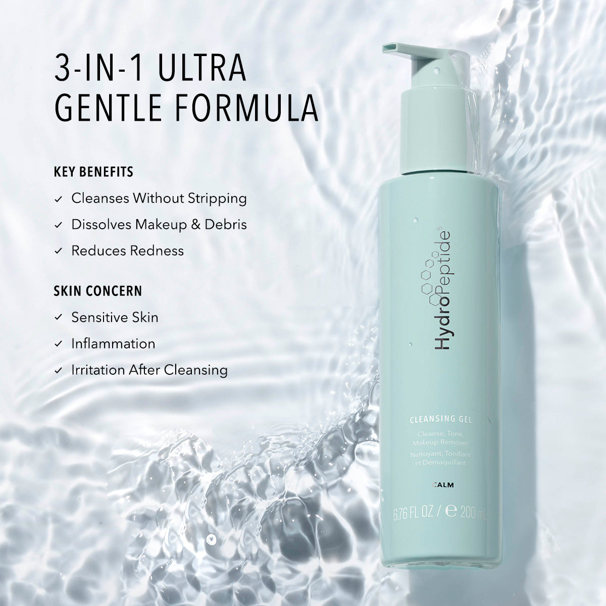 HydroPeptide Cleansing Gel key benefits and skin concern