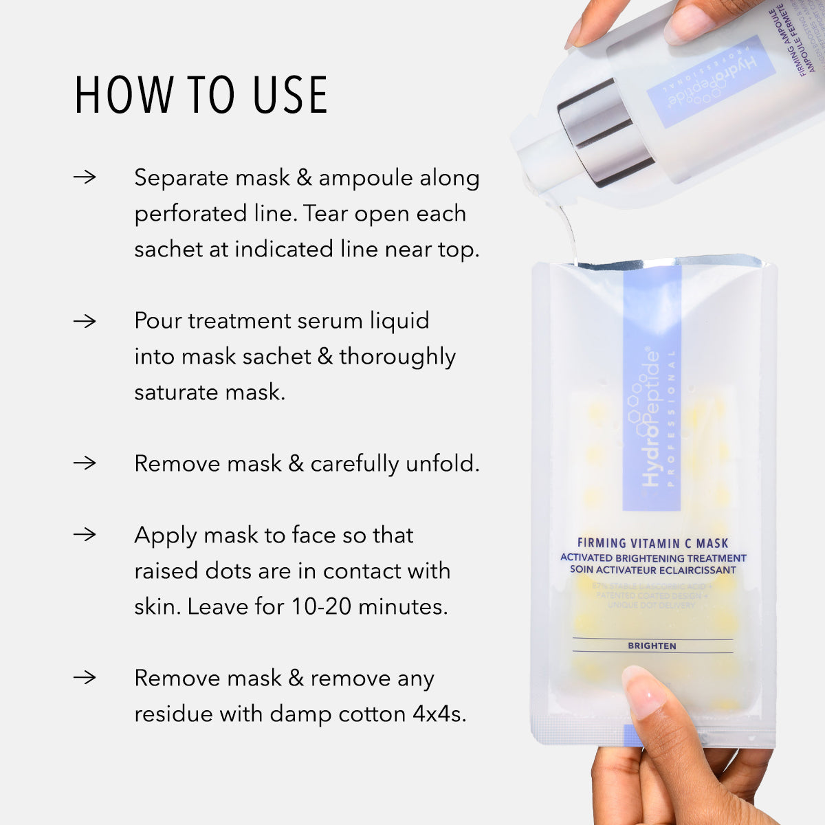 HydroPeptide Firming Vitamin C Masks how to use instructions