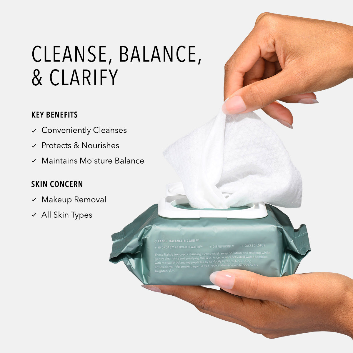 HydroPeptide HydroActive Cleanse Micellar Facial Cloths key benefits and skin concerns