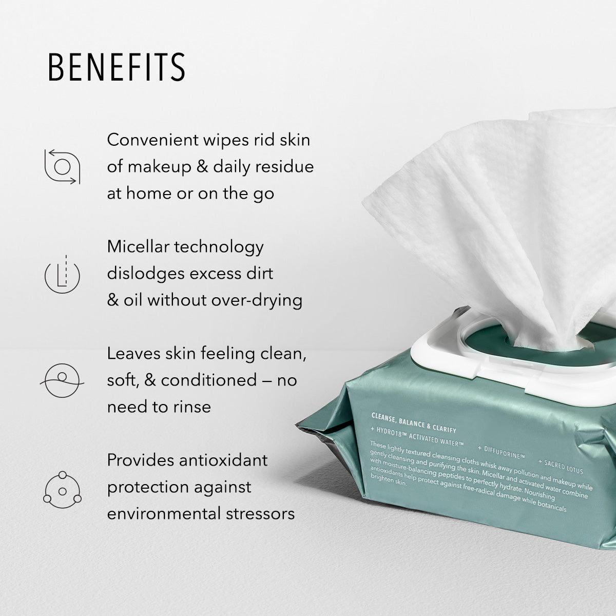 HydroPeptide HydroActive Cleanse Micellar Facial Cloths benefits